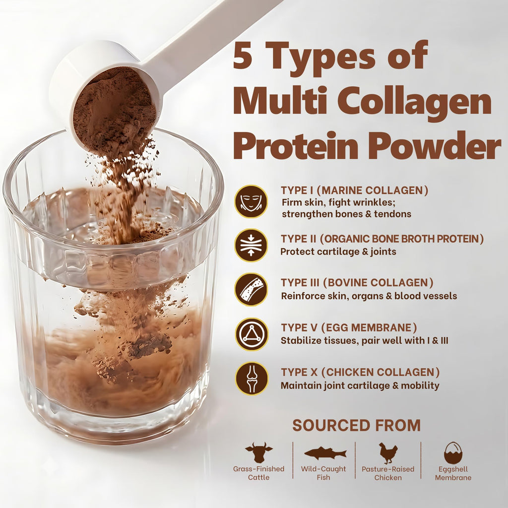 Multi Collagen Peptides Protein Powder, Chocolate, 1LB N67245