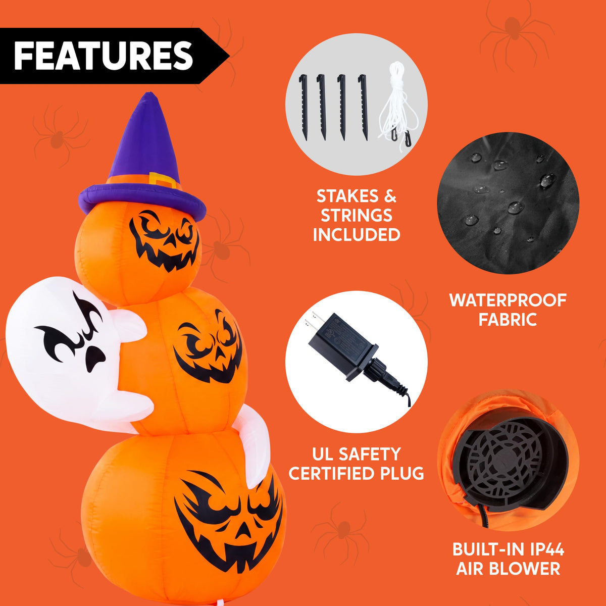 6 FT Halloween Inflatable Ghost and Pumpkins C3356