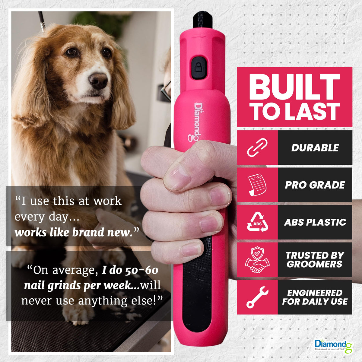Pink Dog Nail Grinder with LED Light C833180