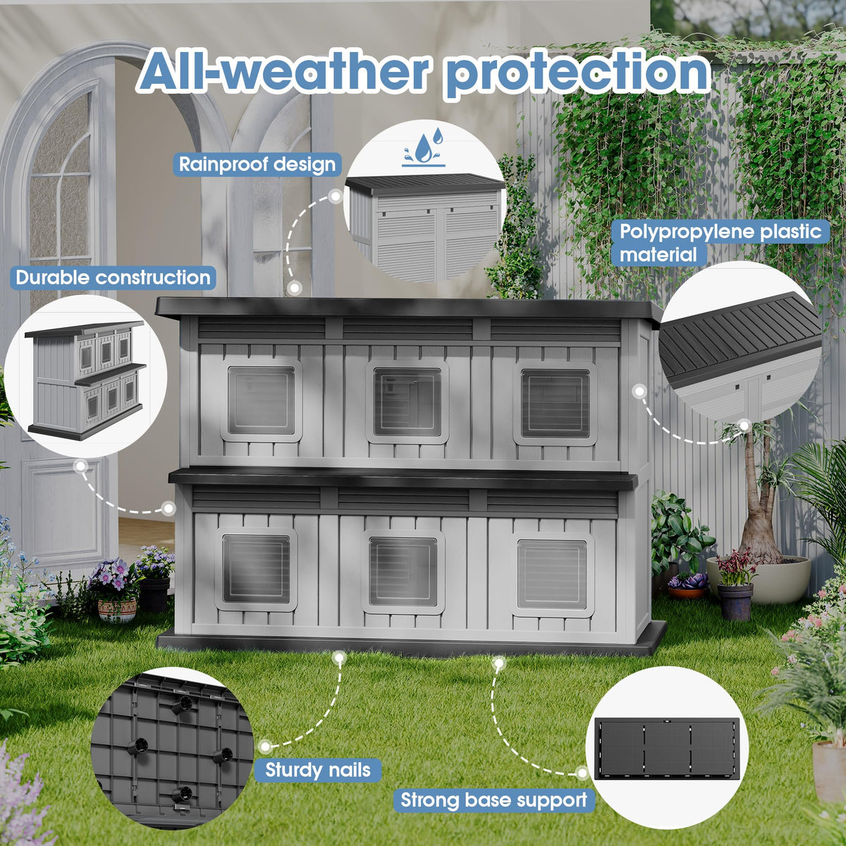 Weatherproof 2 Storey Insulated Cat House S89444