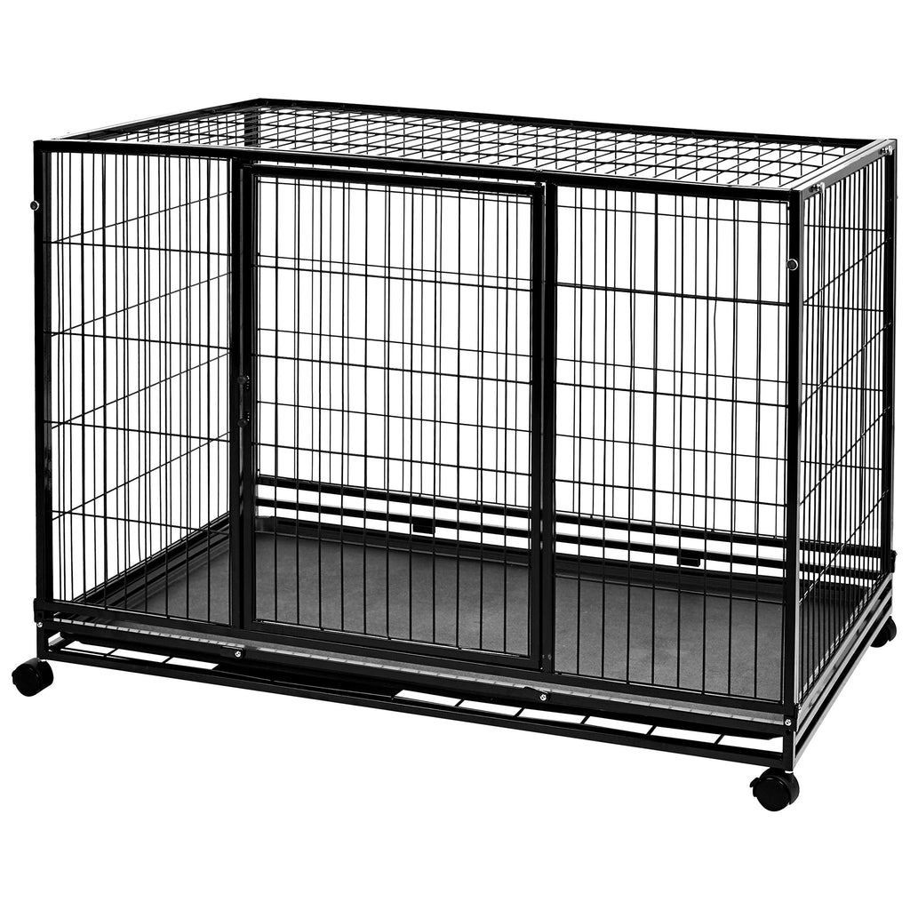 Portable Heavy Duty Stackable Dog Kennel with Tray, Black O39499
