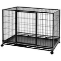 Portable Heavy Duty Stackable Dog Kennel with Tray, Black O39499