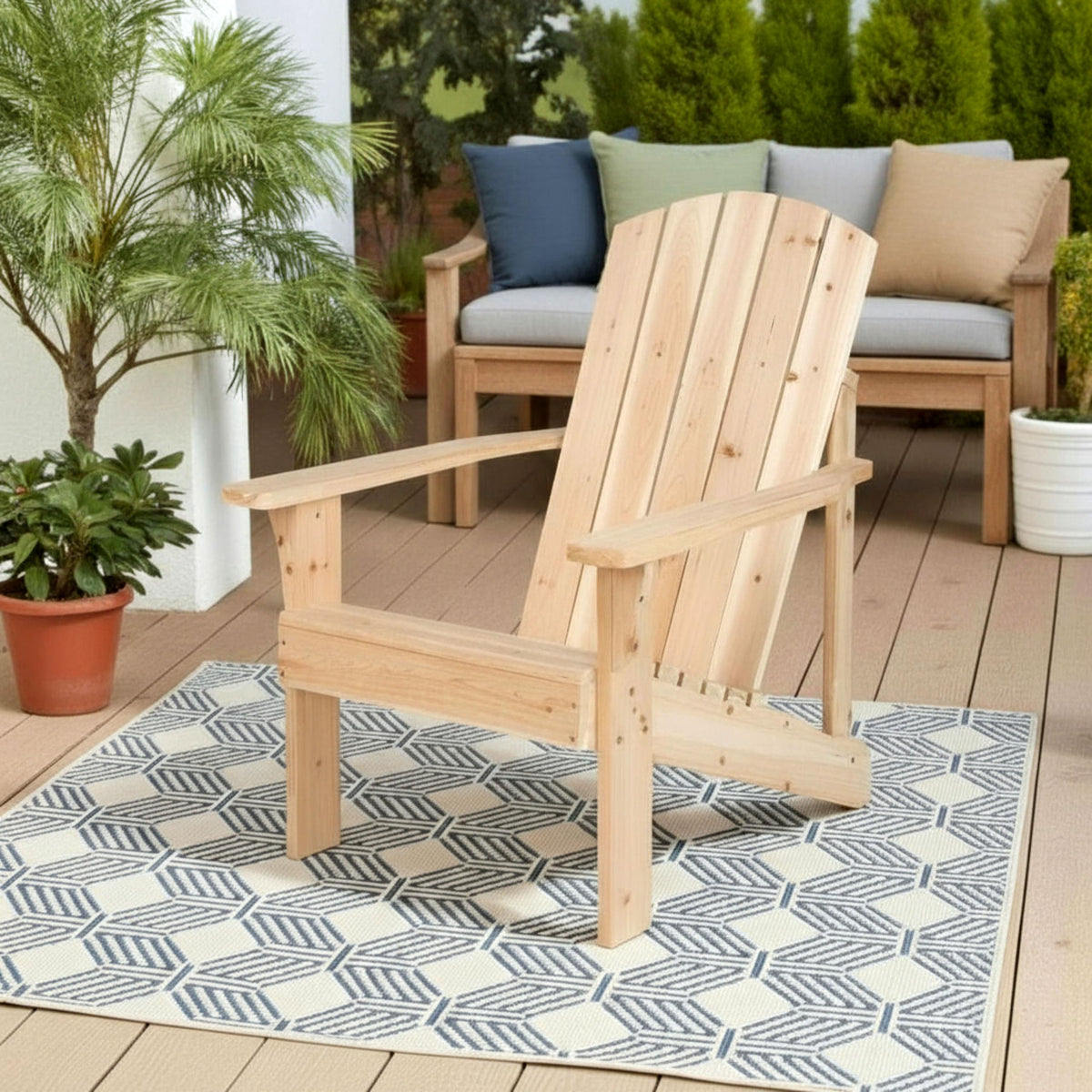 Mid-Century Modern Wooden Adirondack Chair J21819