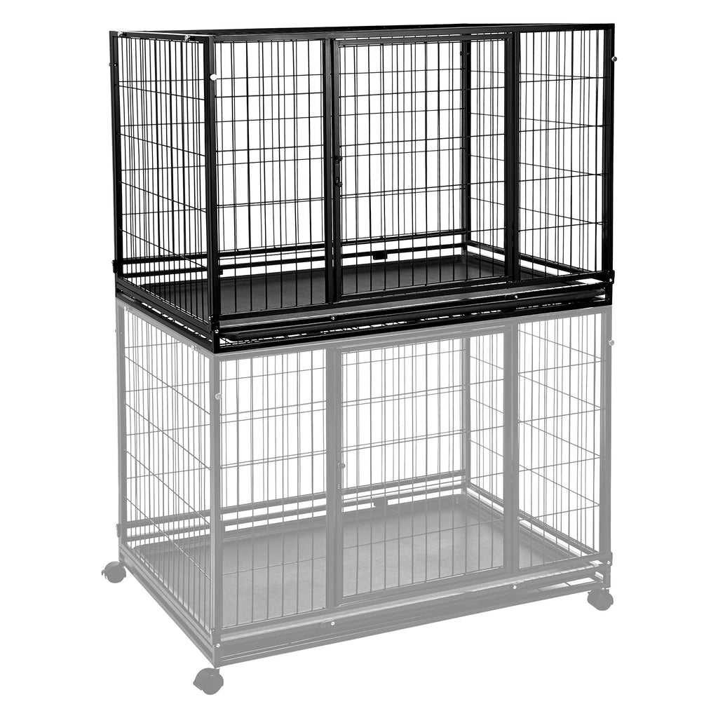 Portable Heavy Duty Stackable Dog Kennel with Tray, Black O39499