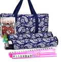 American Mahjong Set with Blue Paisley Carrying Bag 166 White Tiles X1219