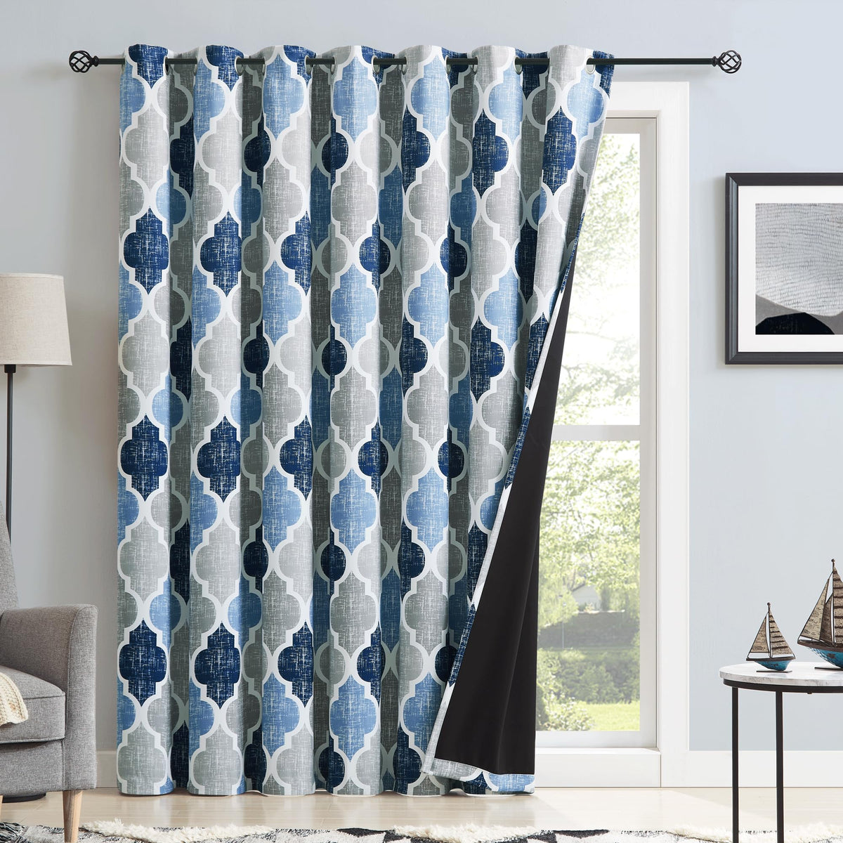 Blue Grey 100x84 Blackout Curtains N84470