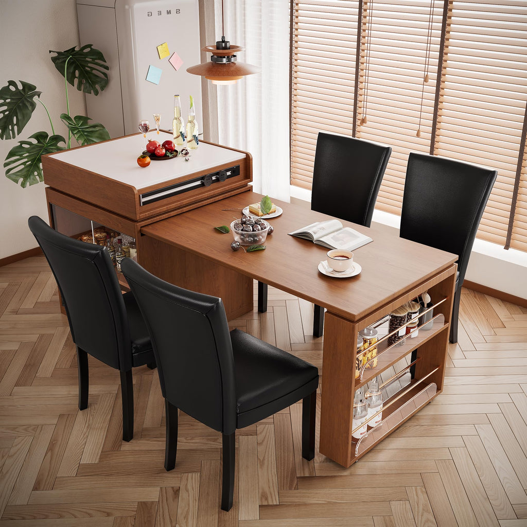 Set of 6 Solid Wood Upholstered Dining Chairs E3638