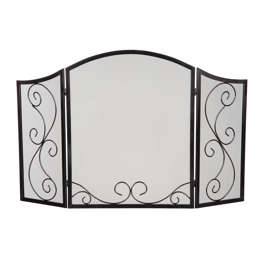 Black Metal Fireplace Screen 3 Panel Q8589