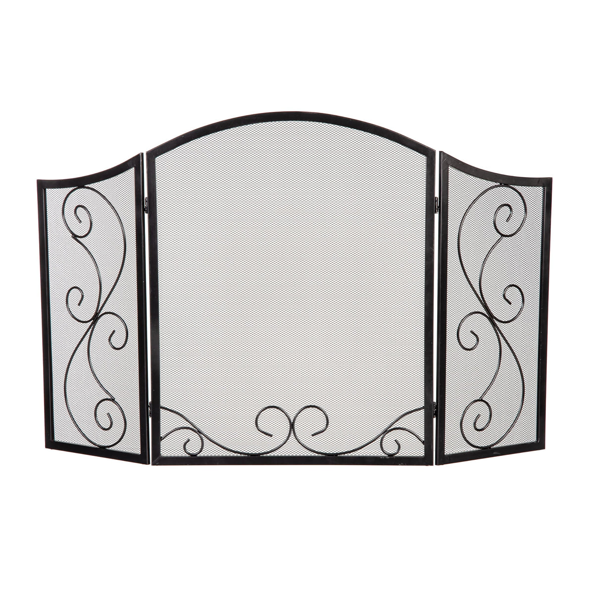 Black Metal Fireplace Screen 3 Panel Q8589