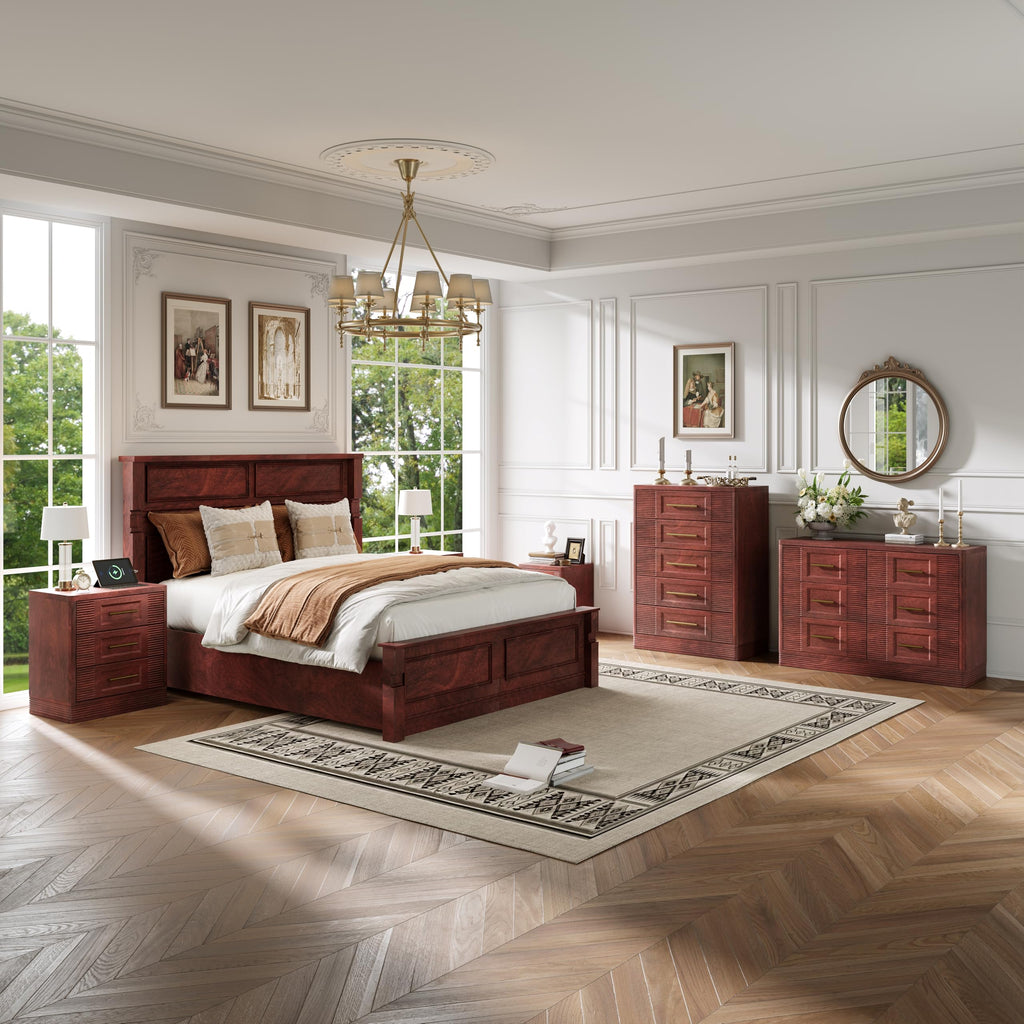 Walnut Nightstand with Charger Station D974