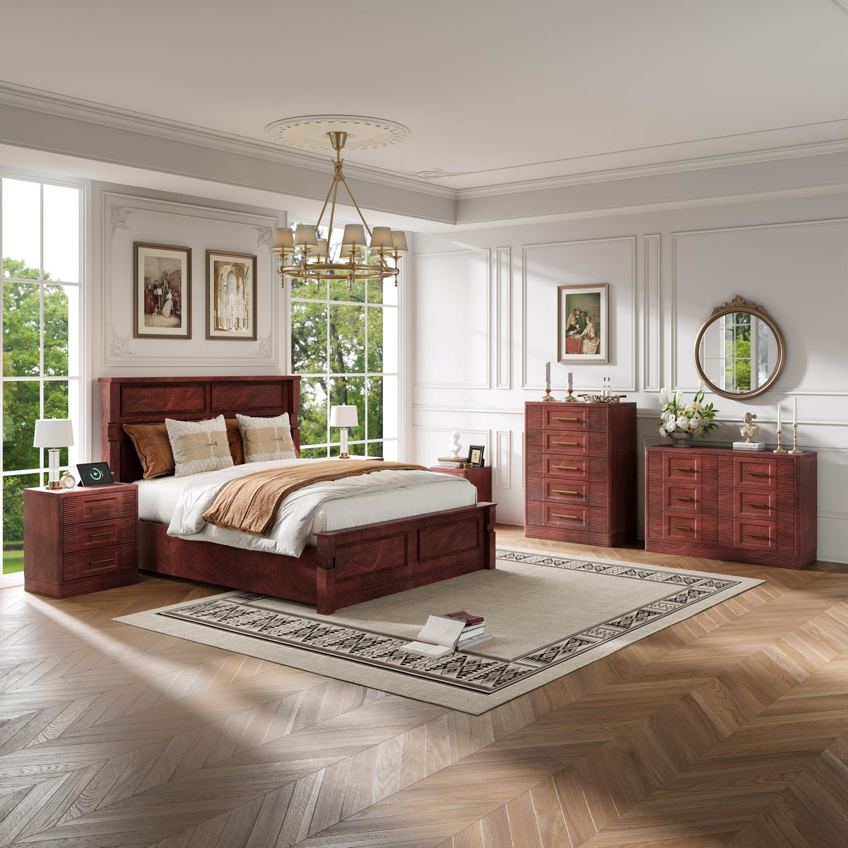 Walnut Nightstand with Charger Station D974